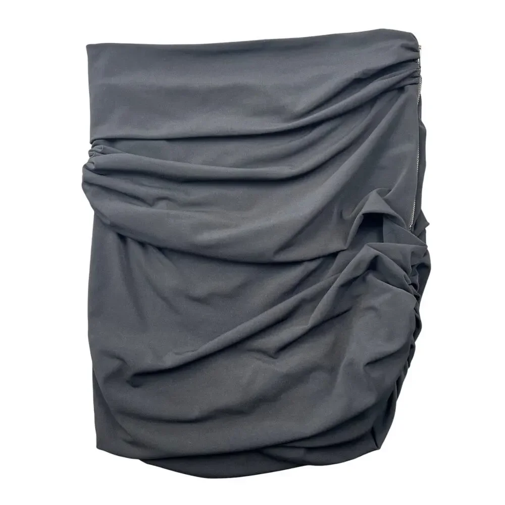 Elizabeth and James Black Ruched Mini Skirt Stretch Bodycon Glam Clubwear - S